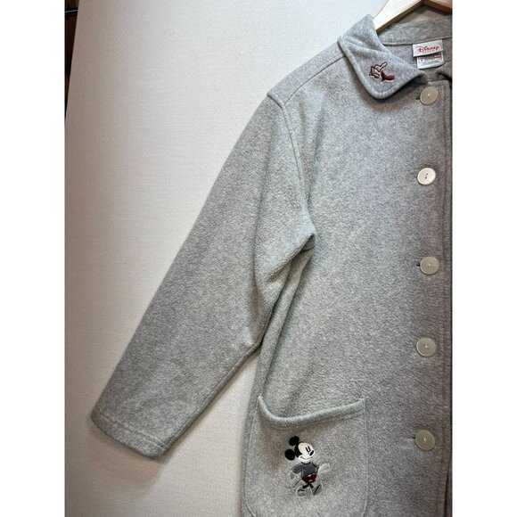 Disney Store Adult Mickey Minnie Mouse Button Up Fleece Jacket Size Medium Gray - Picture 6 of 11